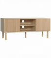 HOMCOM TV Stand Cabinet for TVs up to 50" with Sliding Doors, Natural