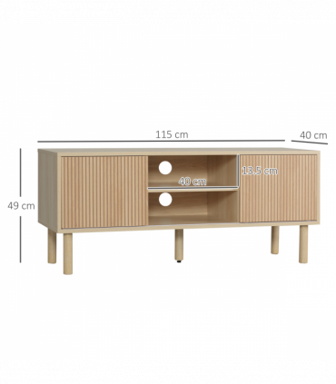 HOMCOM TV Stand Cabinet for TVs up to 50" with Sliding Doors, Natural