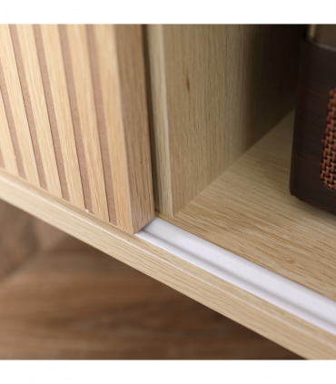 HOMCOM TV Stand Cabinet for TVs up to 50" with Sliding Doors, Natural