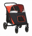 PawHut Foldable Dog Carriage w/ Universal Wheels, Shock Absorber - Red
