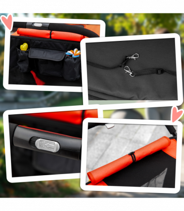 PawHut Foldable Dog Carriage w/ Universal Wheels, Shock Absorber - Red