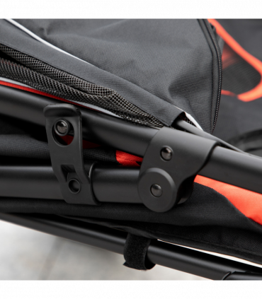 PawHut Foldable Dog Carriage w/ Universal Wheels, Shock Absorber - Red