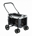 PawHut Foldable Pet Stroller w/ Detachable Carrier, Soft Padding - Grey