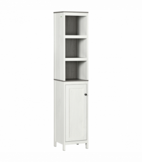 Tall Bathroom Storage Cabinet, Linen Tower with Adjustable Shelf, White