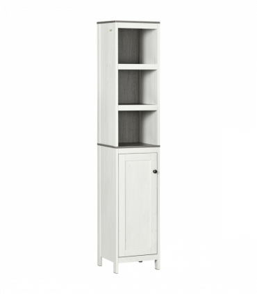 Tall Bathroom Storage Cabinet, Linen Tower with Adjustable Shelf, White