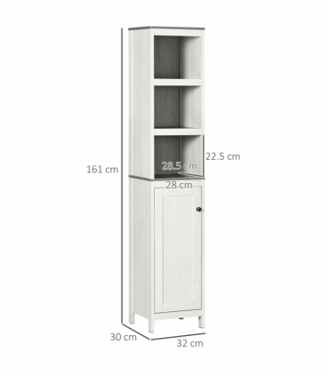Tall Bathroom Storage Cabinet, Linen Tower with Adjustable Shelf, White
