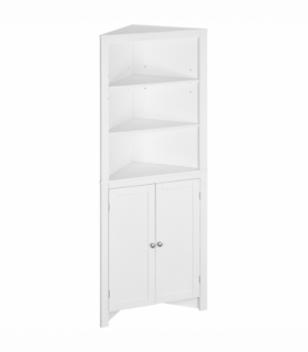 kleankin Corner Bathroom Cabinet, Double Doors and Adjustable Shelves, White
