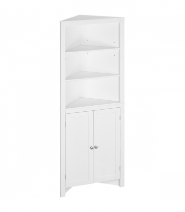 kleankin Corner Bathroom Cabinet, Double Doors and Adjustable Shelves, White
