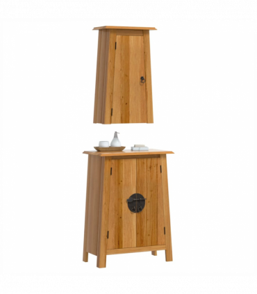 vidaXL 2 Piece Bathroom Furniture Set Solid Wood Pine