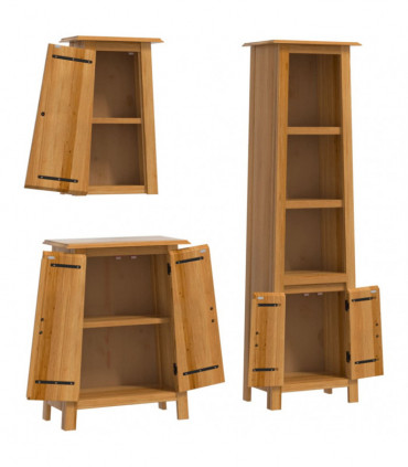 vidaXL 3 Piece Bathroom Furniture Set Solid Wood Pine