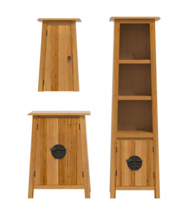 vidaXL 3 Piece Bathroom Furniture Set Solid Wood Pine