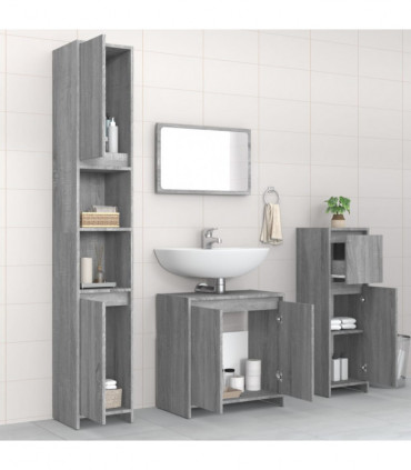 vidaXL 4 Piece Bathroom Furniture Set Grey Sonoma Engineered Wood