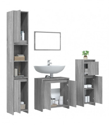 vidaXL 4 Piece Bathroom Furniture Set Grey Sonoma Engineered Wood