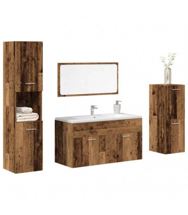 vidaXL 4 Piece Bathroom Furniture Set Old Wood Engineered Wood