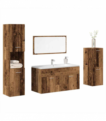 vidaXL 4 Piece Bathroom Furniture Set Old Wood Engineered Wood