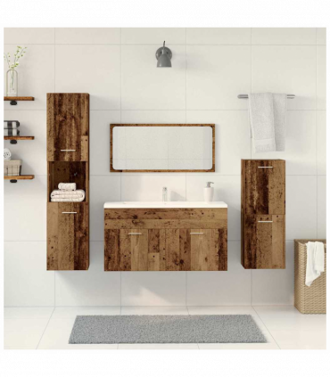 vidaXL 4 Piece Bathroom Furniture Set Old Wood Engineered Wood