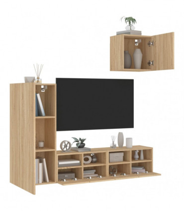 vidaXL 4 Piece TV Wall Units Sonoma Oak Engineered Wood