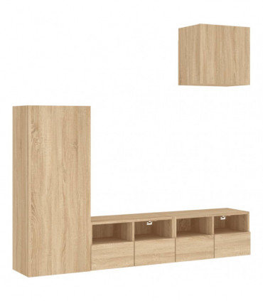 vidaXL 4 Piece TV Wall Units Sonoma Oak Engineered Wood