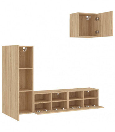 vidaXL 4 Piece TV Wall Units Sonoma Oak Engineered Wood
