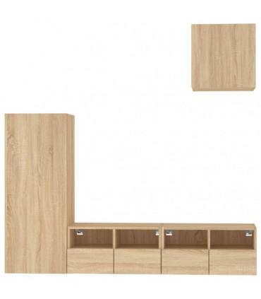 vidaXL 4 Piece TV Wall Units Sonoma Oak Engineered Wood