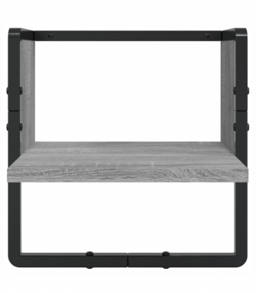 vidaXL 4 Piece Wall Shelf Set with Bars Grey Sonoma Engineered Wood