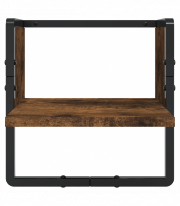 vidaXL 4 Piece Wall Shelf Set with Bars Smoked Oak Engineered Wood