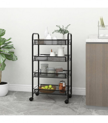vidaXL 4-Tier Kitchen Trolley Black 46x26x85 cm Iron