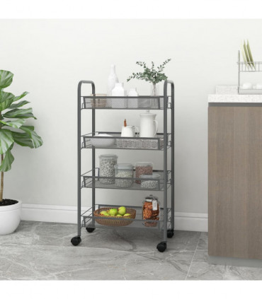 vidaXL 4-Tier Kitchen Trolley Grey 46x26x85 cm Iron
