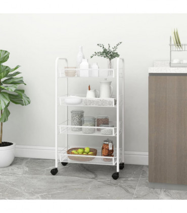 vidaXL 4-Tier Kitchen Trolley White 46x26x85 cm Iron