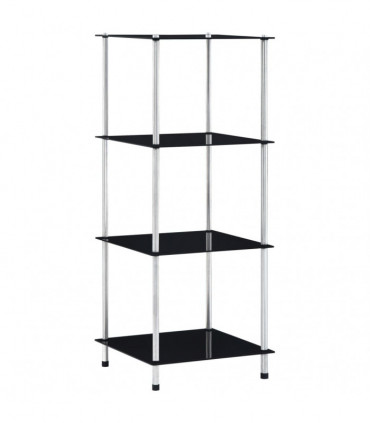 vidaXL 4-Tier Shelf Black 40x40x100 cm Tempered Glass