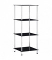 vidaXL 4-Tier Shelf Black 40x40x100 cm Tempered Glass