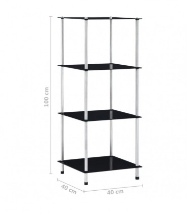 vidaXL 4-Tier Shelf Black 40x40x100 cm Tempered Glass