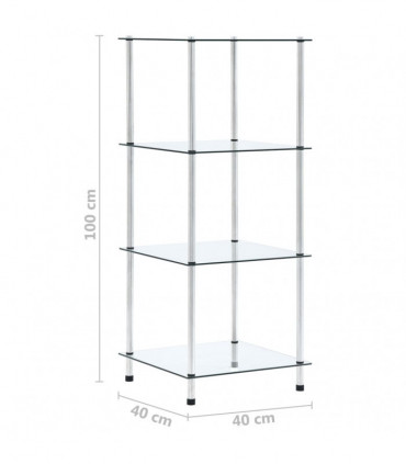 vidaXL 4-Tier Shelf Transparent 40x40x100 cm Tempered Glass