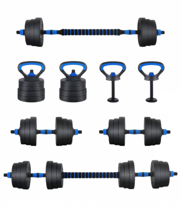vidaXL 4-in-1 Dumbbell Set Black and Blue 121 x 19.5 x 19.5 cm