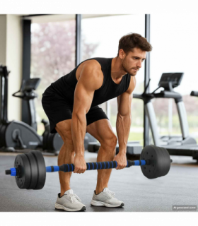 vidaXL 4-in-1 Dumbbell Set Black and Blue 121 x 19.5 x 19.5 cm