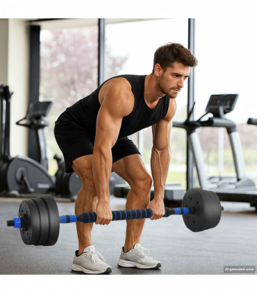 vidaXL 4-in-1 Dumbbell Set Black and Blue 121 x 19.5 x 19.5 cm