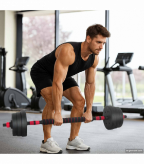 vidaXL 4-in-1 Dumbbell Set Black and Red 121 x 19.5 x 19.5 cm