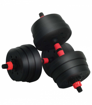 vidaXL 4-in-1 Dumbbell Set Black and Red 121 x 19.5 x 19.5 cm