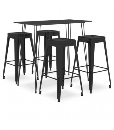 vidaXL 5 Piece Bar Set Black