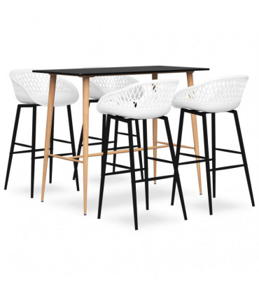 vidaXL 5 Piece Bar Set Black and White