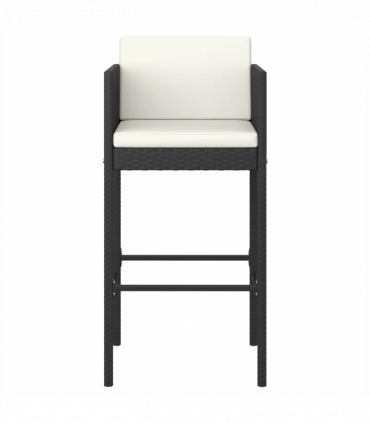 vidaXL 5 Piece Garden Bar Set with Cushions Poly Rattan Black