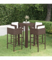 vidaXL 5 Piece Garden Bar Set with Cushions Poly Rattan Brown