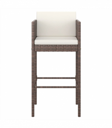 vidaXL 5 Piece Garden Bar Set with Cushions Poly Rattan Brown