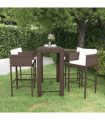 vidaXL 5 Piece Garden Bar Set with Cushions Poly Rattan Brown