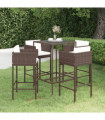 vidaXL 5 Piece Garden Bar Set with Cushions Poly Rattan Brown