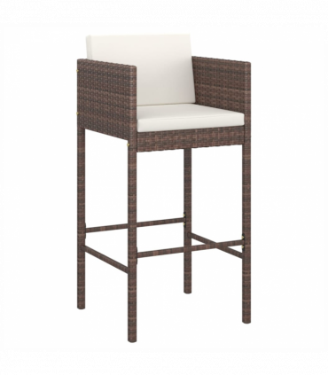 vidaXL 5 Piece Garden Bar Set with Cushions Poly Rattan Brown