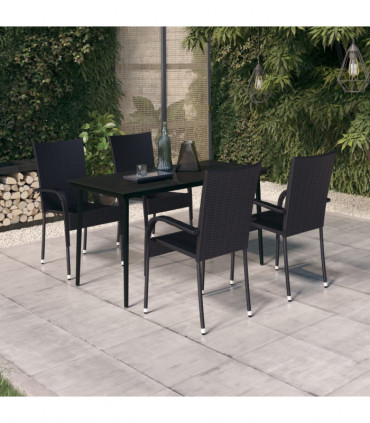 vidaXL 5 Piece Garden Dining Set Black