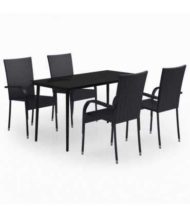 vidaXL 5 Piece Garden Dining Set Black