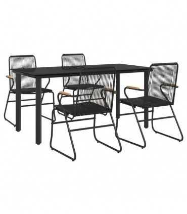 vidaXL 5 Piece Garden Dining Set Black PVC Rattan