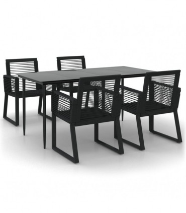 vidaXL 5 Piece Garden Dining Set Black PVC Rattan